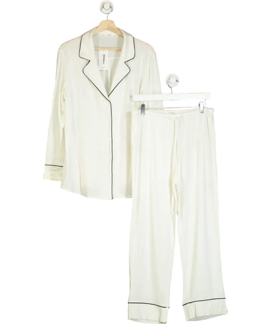 MANGO White Two-piece Pyjamas With Piping UK L