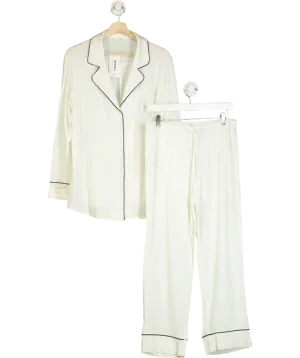 MANGO White Two-piece Pyjamas With Piping UK L