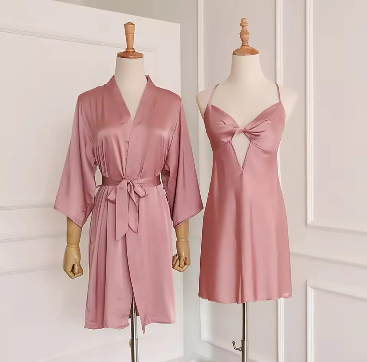 Marie Silk Sleepwear   Robe - Pink