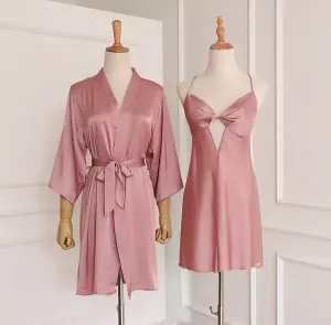 Marie Silk Sleepwear   Robe - Pink