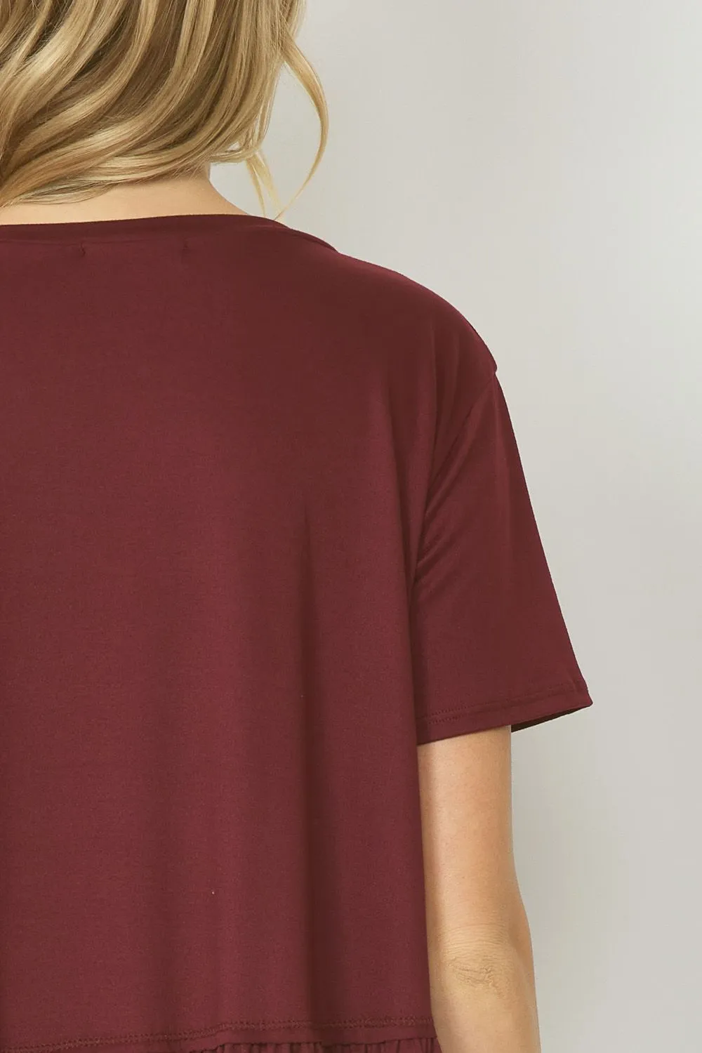 Marley Ruffled Bottom Top || Maroon