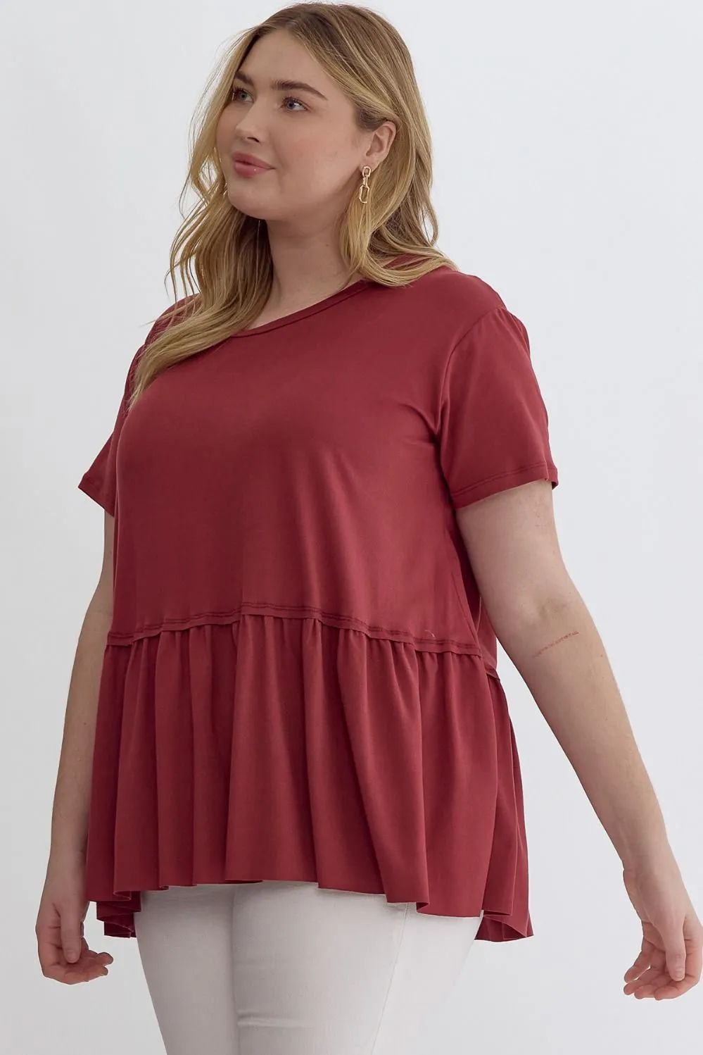 Marley Ruffled Bottom Top || Marsala