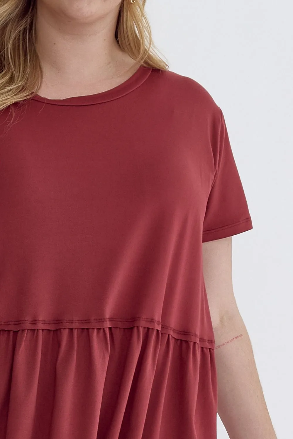 Marley Ruffled Bottom Top || Marsala