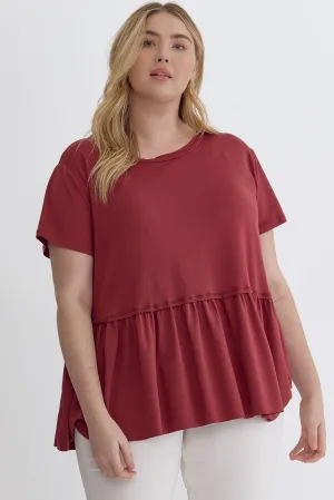 Marley Ruffled Bottom Top || Marsala