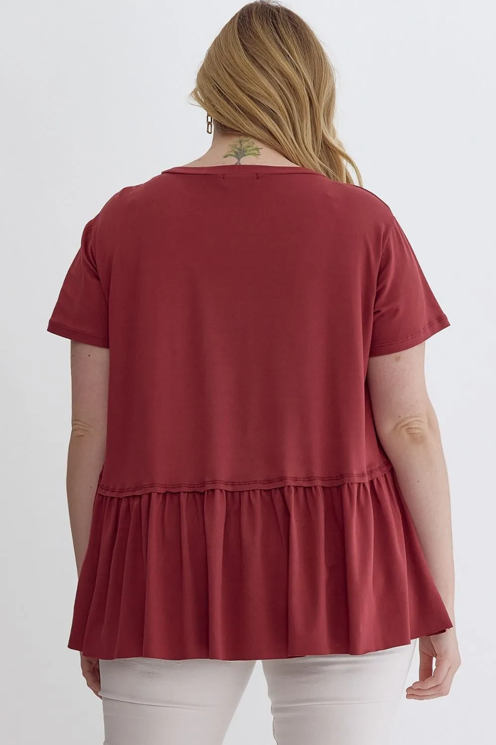 Marley Ruffled Bottom Top || Marsala