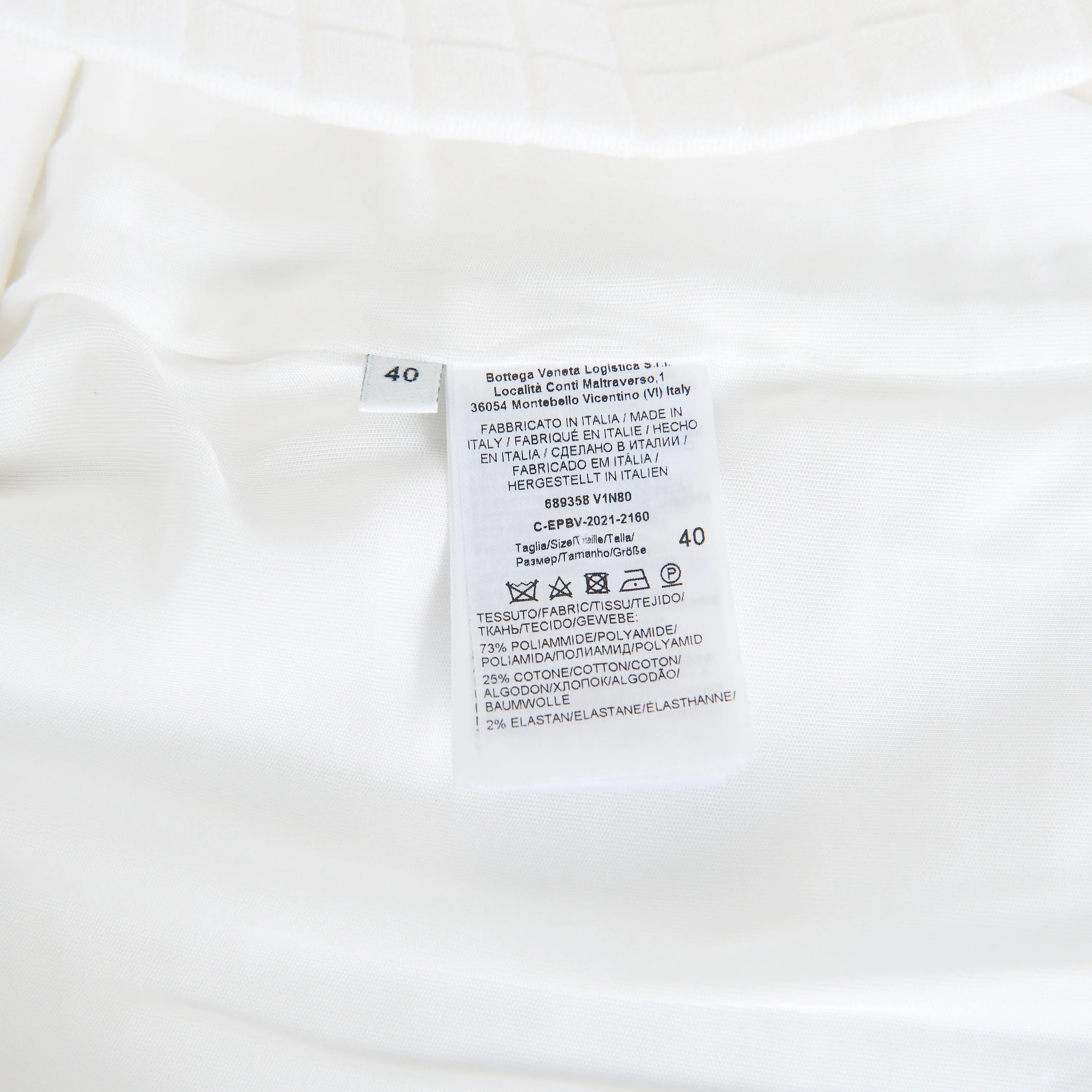 Matelassé Jersey Skirt in White Tech Cotton & Green Stitch Detailing