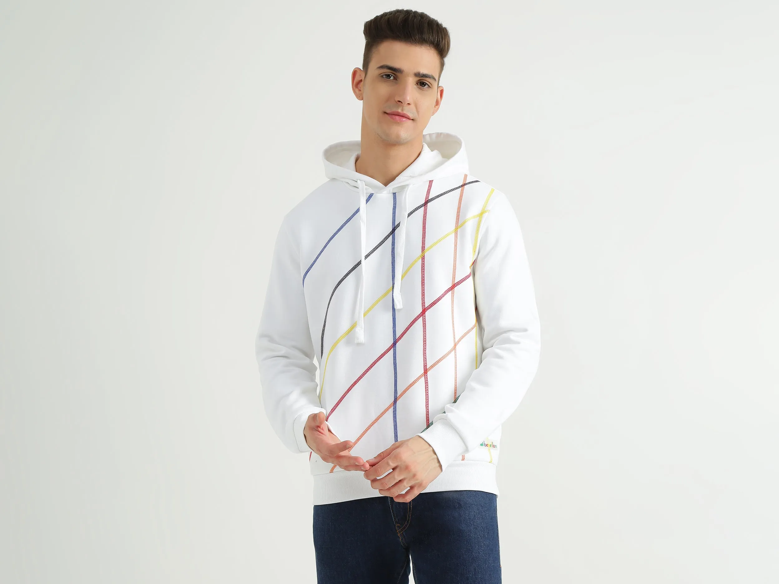 Mens Long Sleeve Stripe Sweatshirt