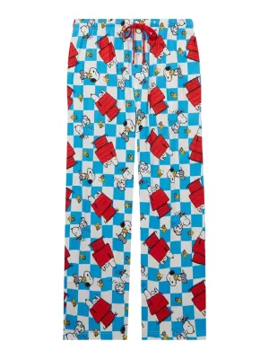 Men's Peanuts Snoopy Checkered Allover Print Sleep Pants Sleepwear