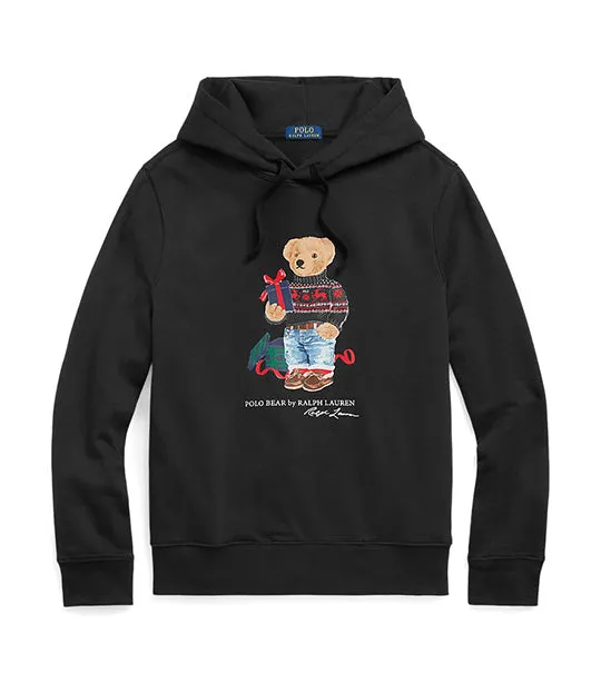 Men's Polo Bear Fleece Hoodie Polo Black Gift Bear
