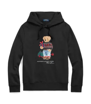 Men's Polo Bear Fleece Hoodie Polo Black Gift Bear