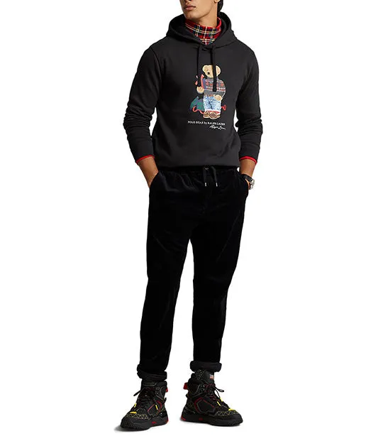 Men's Polo Bear Fleece Hoodie Polo Black Gift Bear