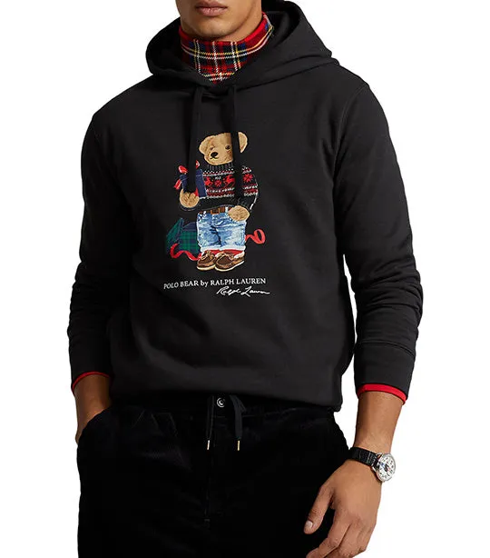 Men's Polo Bear Fleece Hoodie Polo Black Gift Bear