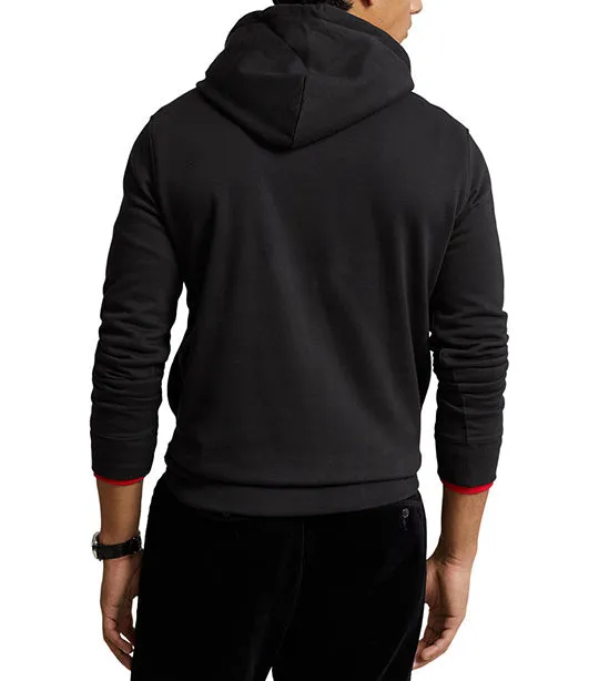 Men's Polo Bear Fleece Hoodie Polo Black Gift Bear