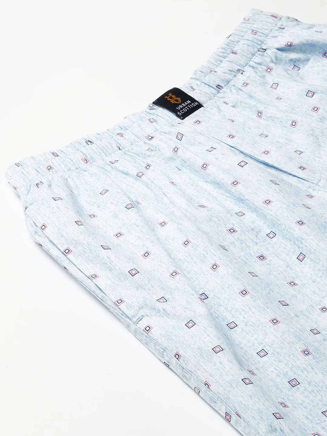 Men's Printed, Blue, Cotton, Regular Fit, Elasticated, Waistband, Pyjama  With Side Pockets
