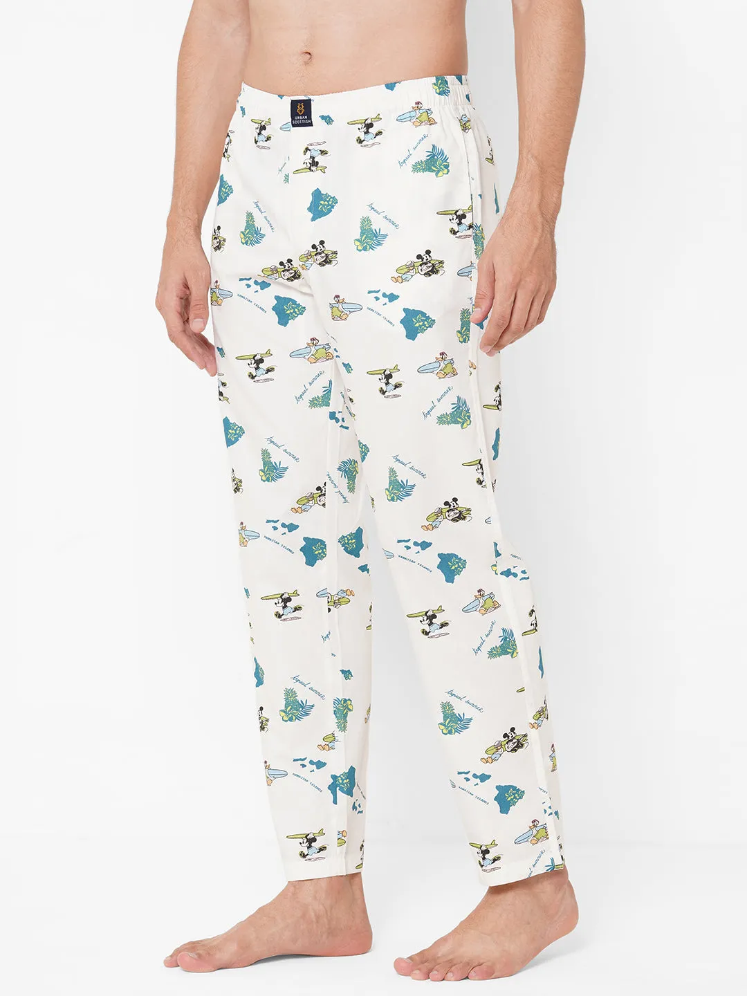 Men's Printed, Multicolor, Cotton, Regular Fit, Elasticated, Waistband, Pyjama  With Side Pockets