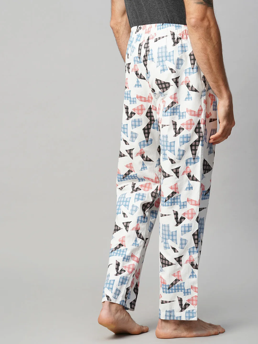 Men's Printed, Multicolor, Cotton, Regular Fit, Elasticated, Waistband, Pyjama  With Side Pockets