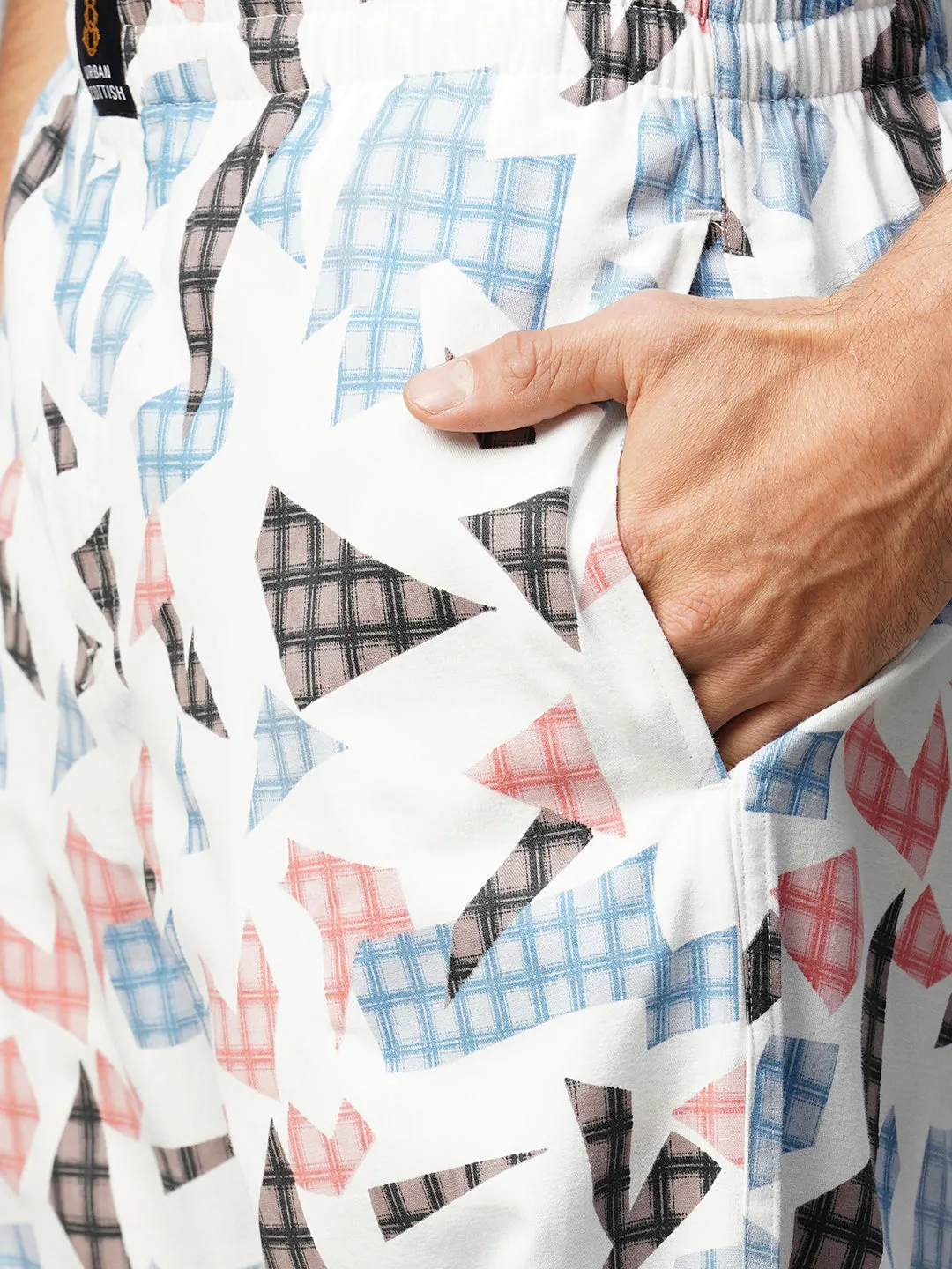 Men's Printed, Multicolor, Cotton, Regular Fit, Elasticated, Waistband, Pyjama  With Side Pockets