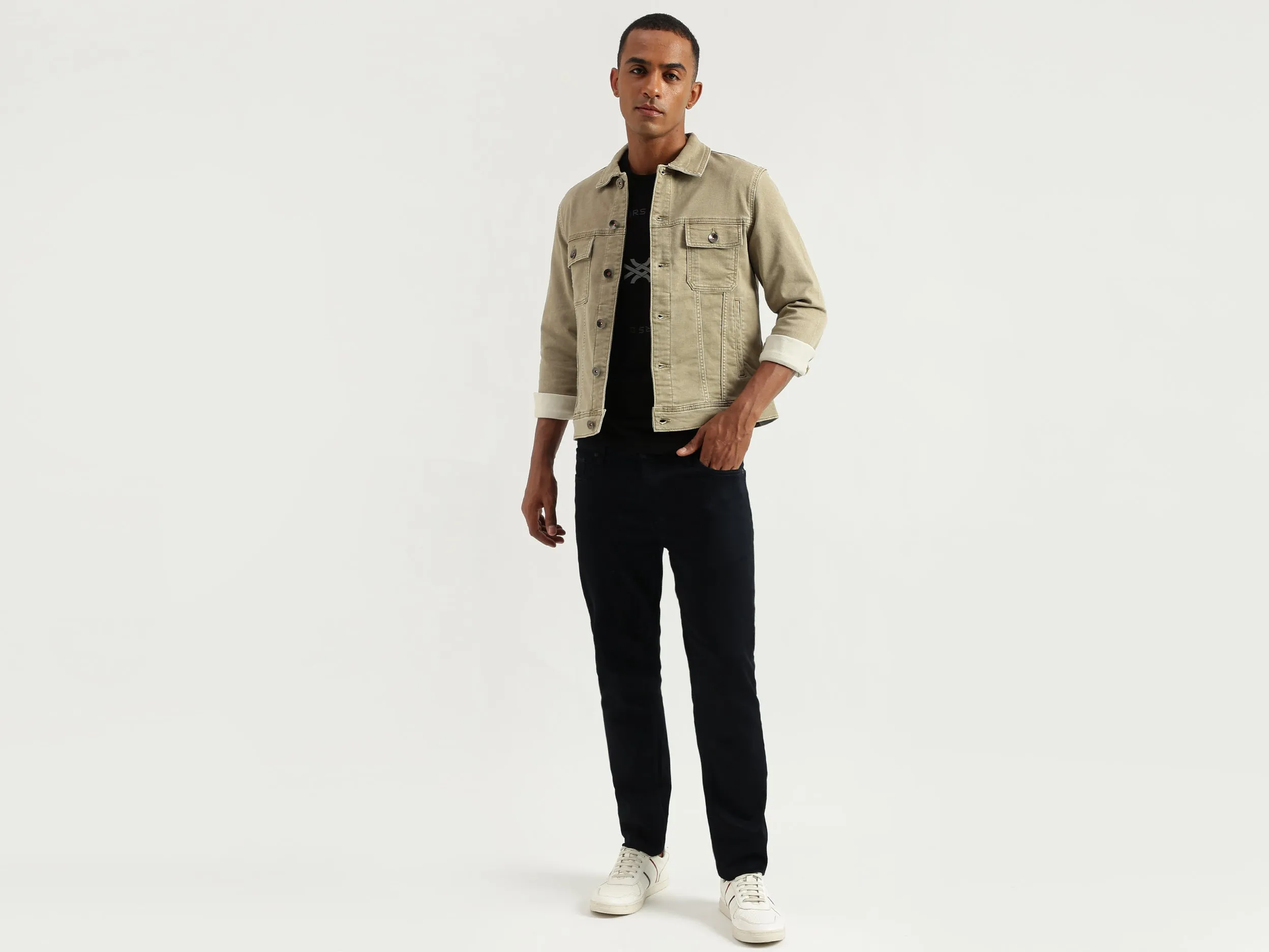Men's Regular Fit Spread Collar Solid Jackets