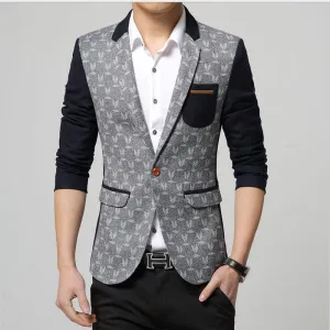 Men's Two Tone Blazer Print Jacket