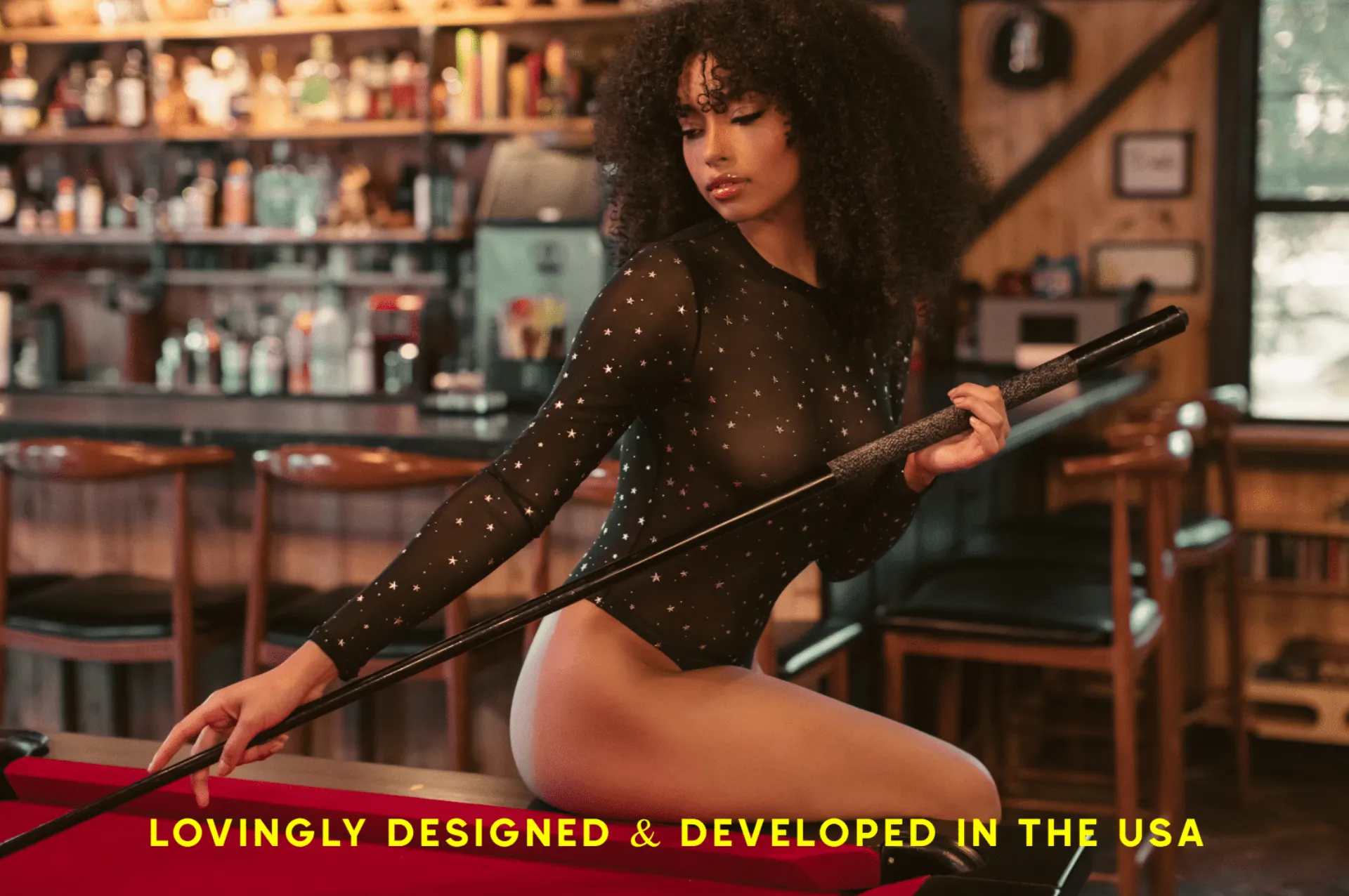Mesh Bodysuit (Black w/ Foil Stars)