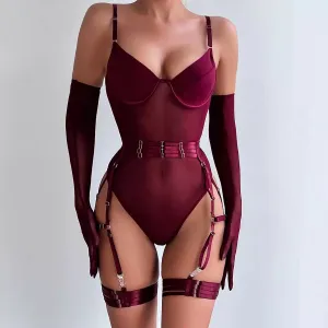 Mia Bodysuit With Thigh Cuffs And Gloves