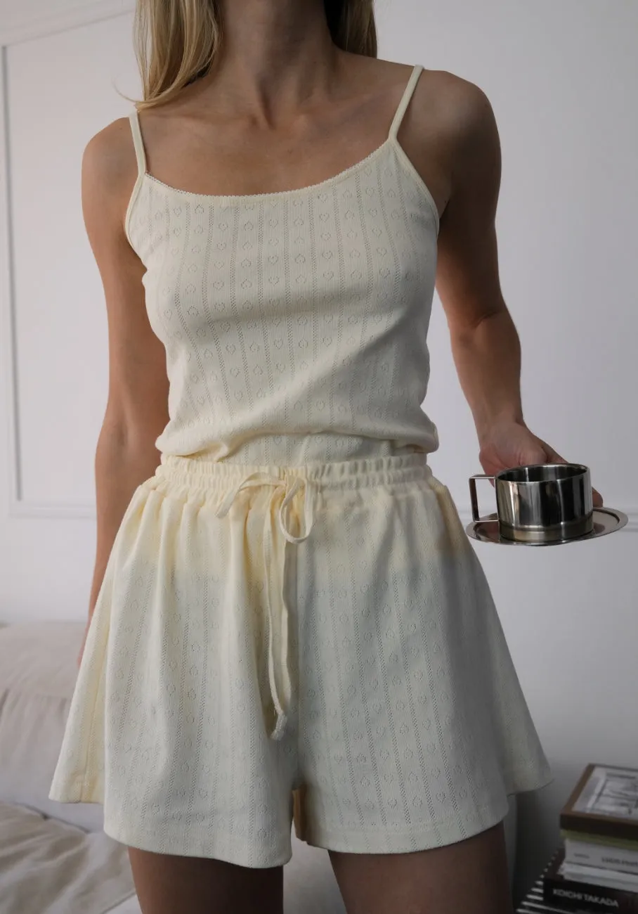 Miann & Co Womens - Brooklyn Strappy Pyjama Tank - Butter Pointelle