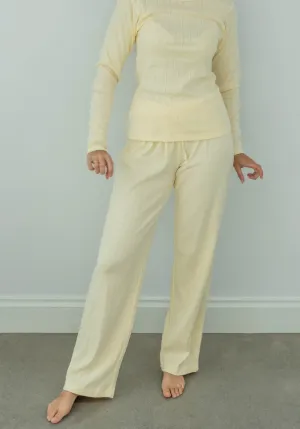 Miann & Co Womens - Keira Wide Leg Pyjama Pants - Butter Pointelle