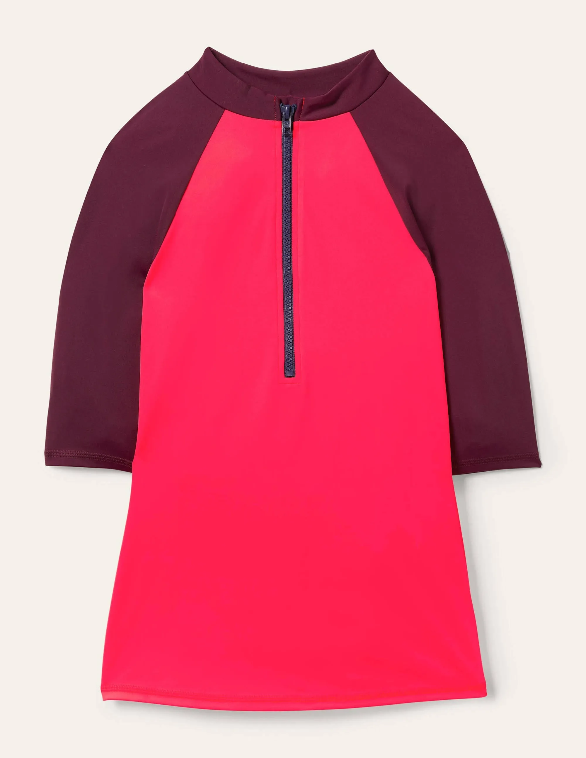 Mid Sleeve Rash Guard-Vibrant Red Colourblock
