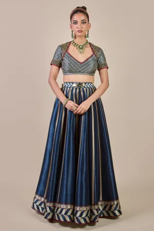 Midnight Blue Chevron Skirt Set