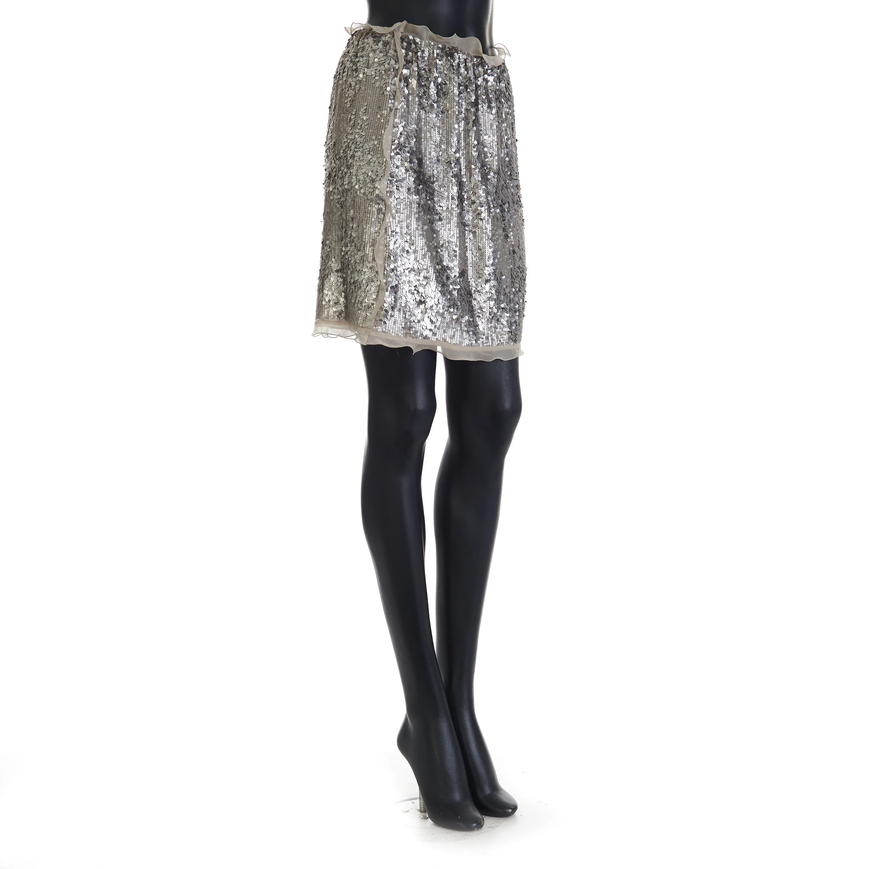 Miniskirt With Silver Sequin Embroidery
