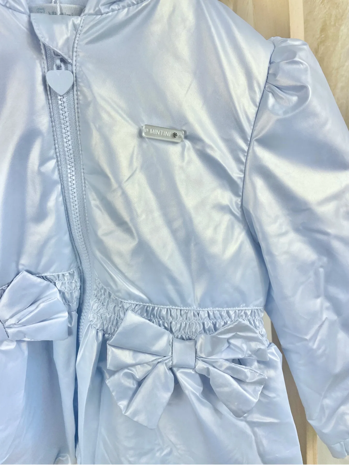 Mintini Toddler Girl Blue Bow Jacket