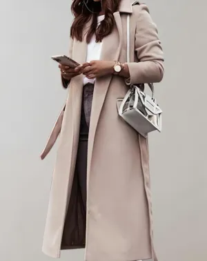 Mireille - Long coat with side pockets and large collar