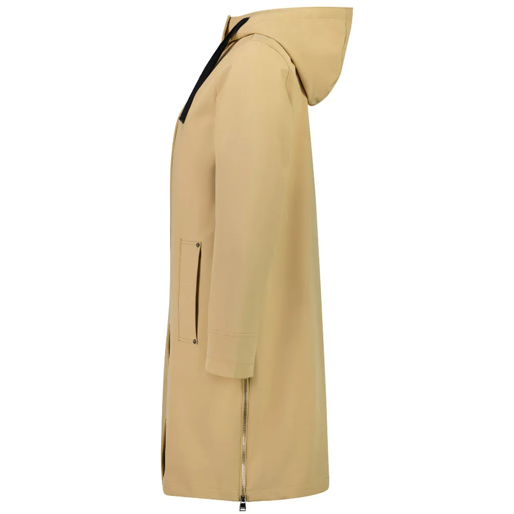 MOKE Rach Women's Long-Lined Soft Shell Coat - Caramel SzM
