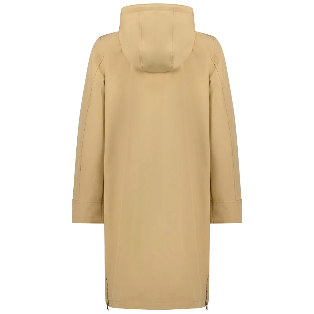 MOKE Rach Women's Long-Lined Soft Shell Coat - Caramel SzM