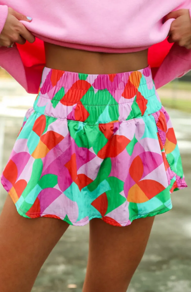 **MORE COLORS** Feelin Sporty Printed Smock Waist Skort
