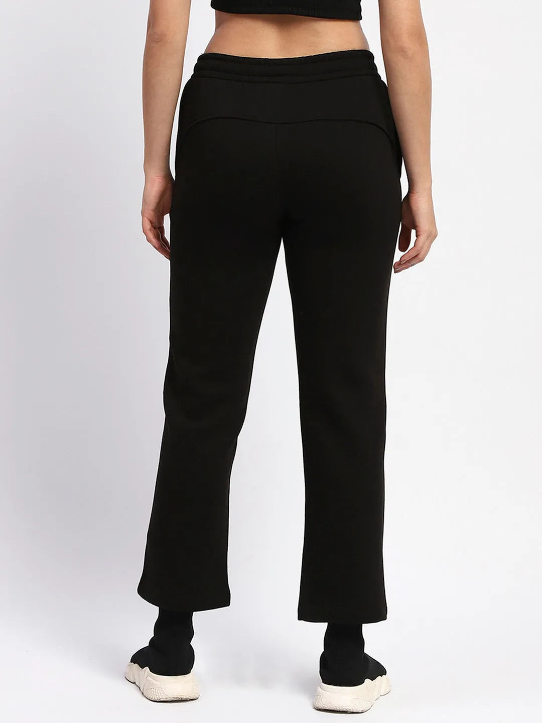 mSECRET Typography Print Straight Fit Cotton Blend Black Track Bottoms