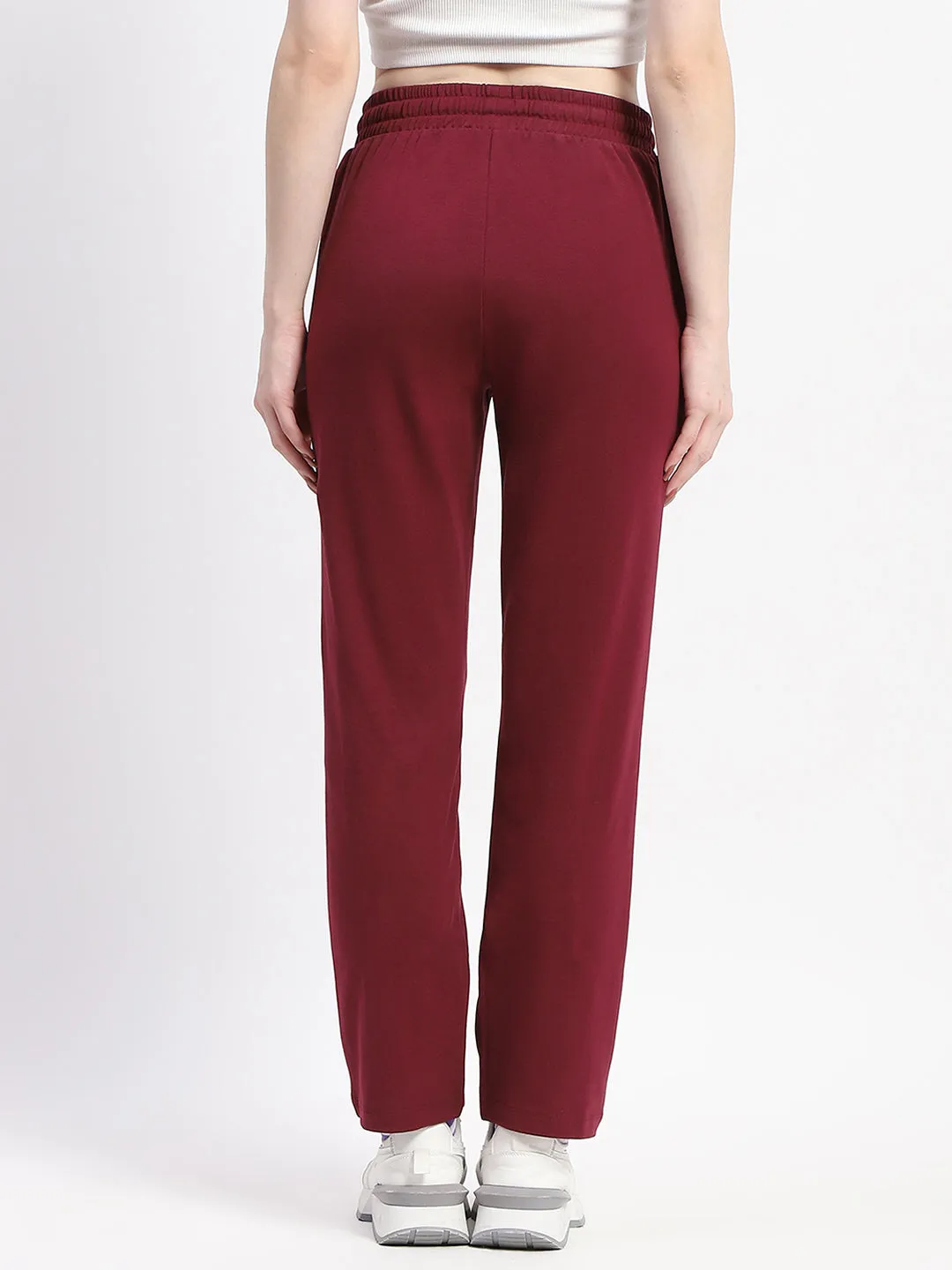 mSECRET Wine Typography Straight-Leg Cotton Track Bottoms