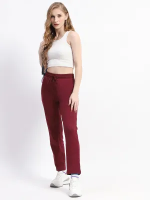 mSECRET Wine Typography Straight-Leg Cotton Track Bottoms