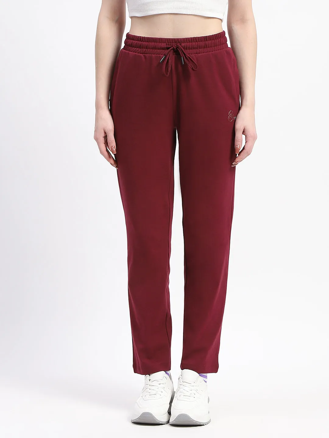 mSECRET Wine Typography Straight-Leg Cotton Track Bottoms