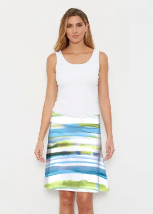 Multi Stripe Blue (7843) ~ Silky Brenda Skirt 21 inch