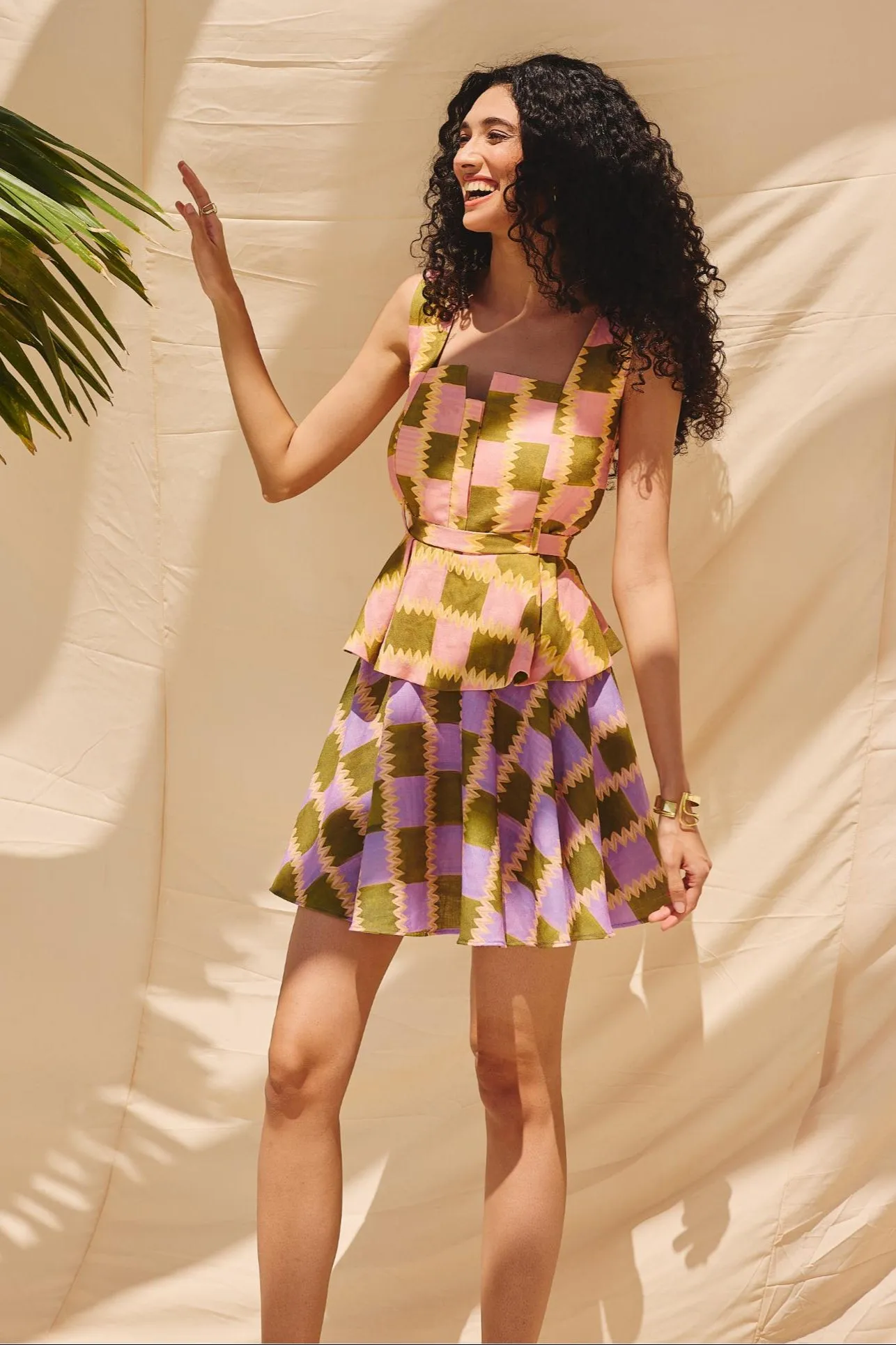 Multicolor pop blocks art zip co-ord set