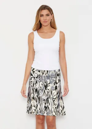 Mystic Floral Stripe Grey (19170) ~ Silky Brenda Skirt 21 inch