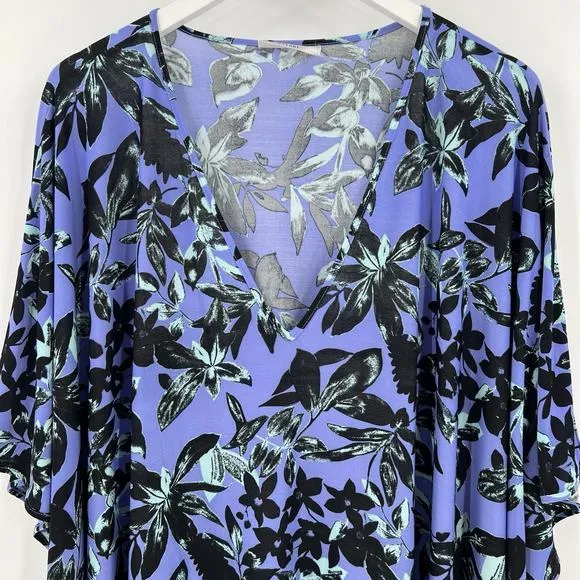 N Natori Jakarta Slinky Knit Caftan Floral Mumu Sleepwear Gown Dress Size XL