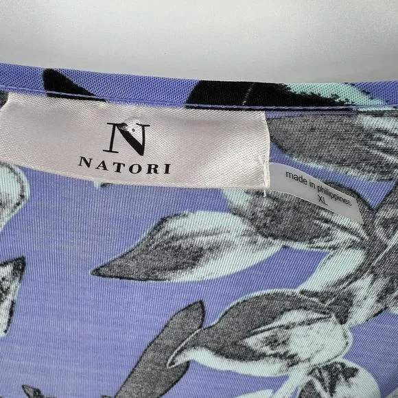 N Natori Jakarta Slinky Knit Caftan Floral Mumu Sleepwear Gown Dress Size XL