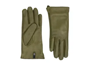 Nappa Leather Glove with Braided Seam Details & Cashmere Lining - Olive (S/M)