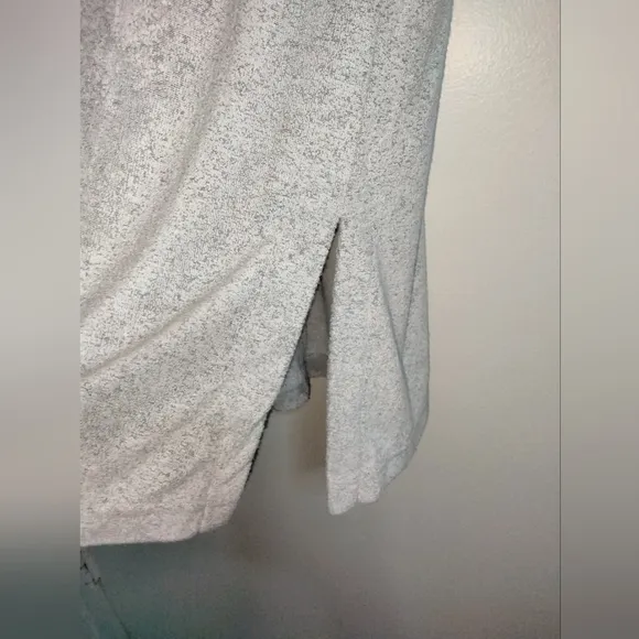 Natori (Size M) Gray Terry Lounge Front Quarter Zip Side Vent Pockets Sleepwear