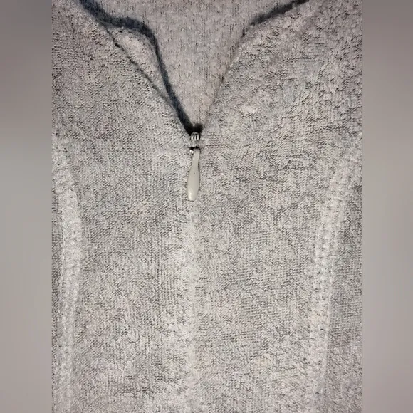 Natori (Size M) Gray Terry Lounge Front Quarter Zip Side Vent Pockets Sleepwear