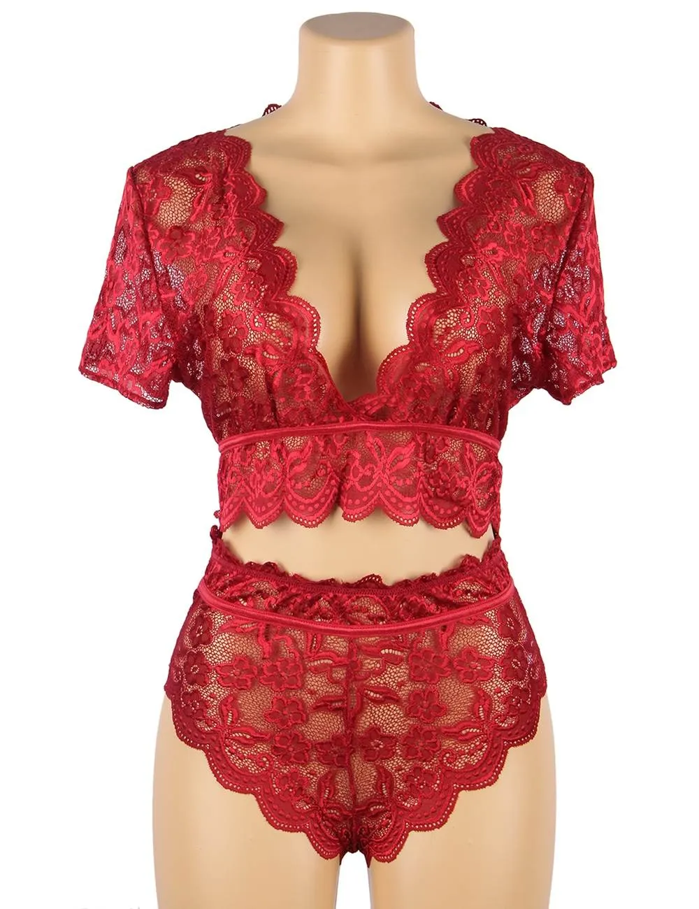 Naughty Sexy Girls Egypt High Waist Black Full Lace Bra Panty Underwear