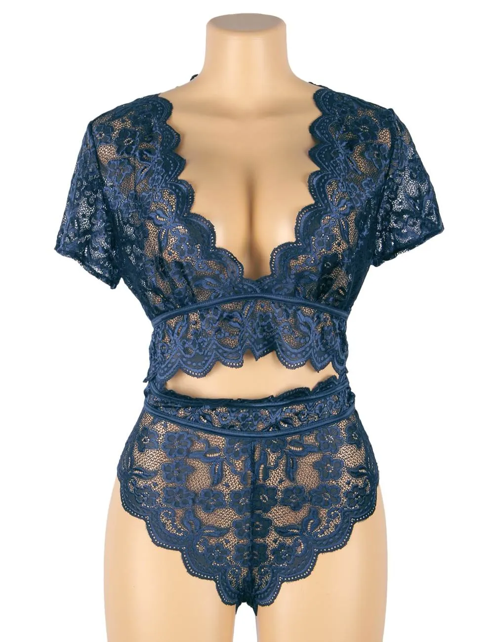 Naughty Sexy Girls Egypt High Waist Black Full Lace Bra Panty Underwear