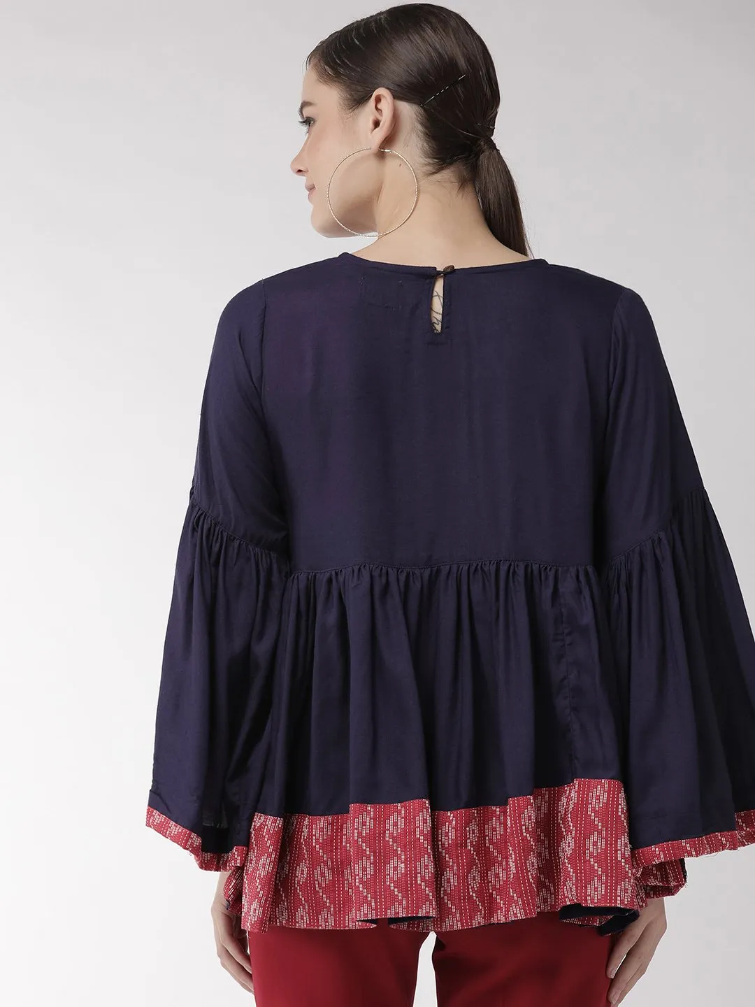 Navy Blue Peplum Top